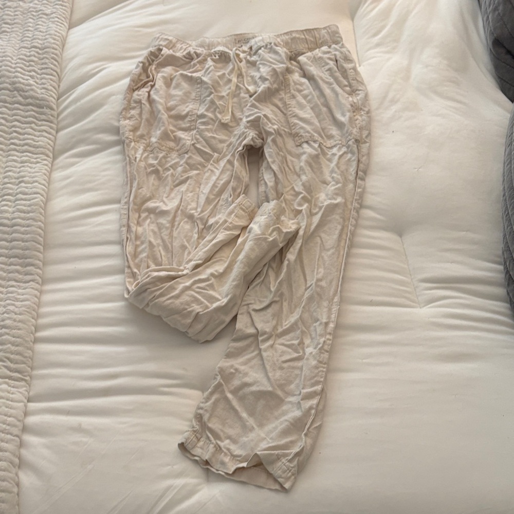Pilcro Cream Drawstring Relaxed Pants